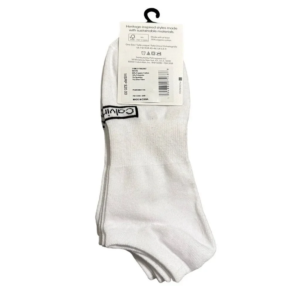 Calvin Klein 3-Pack Casual Men's Lightweight‎ No Show White One Size
